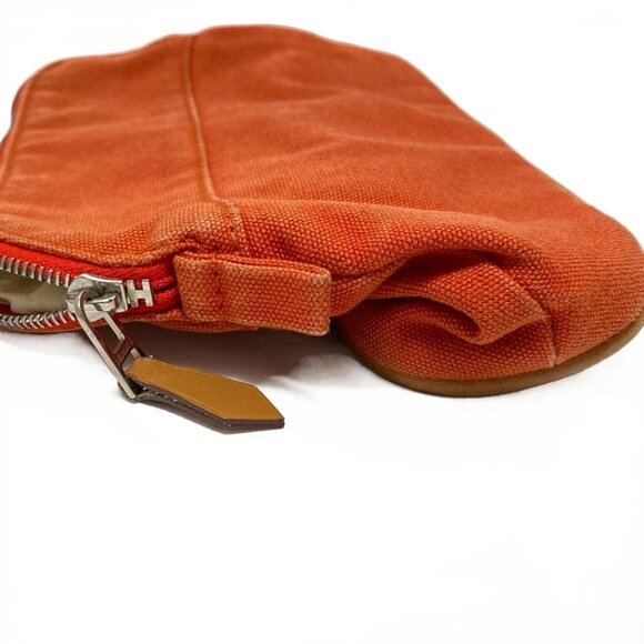 HERMES Bolide Pouch 20 - Orange Beige Canvas Leather None Pouch 146-082325 - Picture 4 of 9